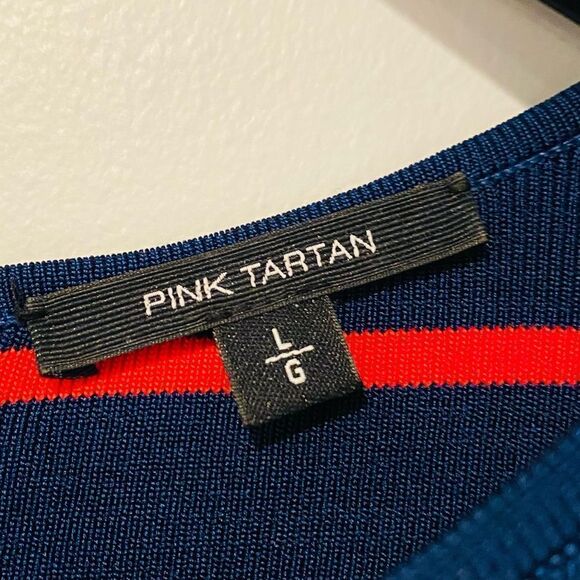 Pink Tartan Red Blue Stripe Bodycon Dress Size Large - Picture 4 of 4
